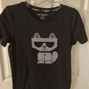 Karl Lagerfeld Black Cat Graphic Women's Top